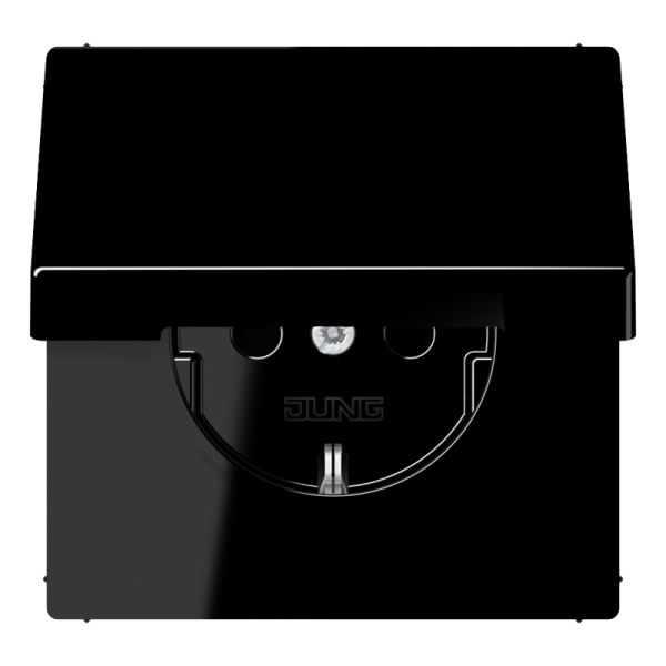 Штепсельная розетка SCHUKO 16A, 250V~ с откидной крышкой на возвратной пружине и защитой от детей; чёрная