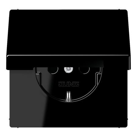 Штепсельная розетка SCHUKO 16A, 250V~ с откидной крышкой; черная